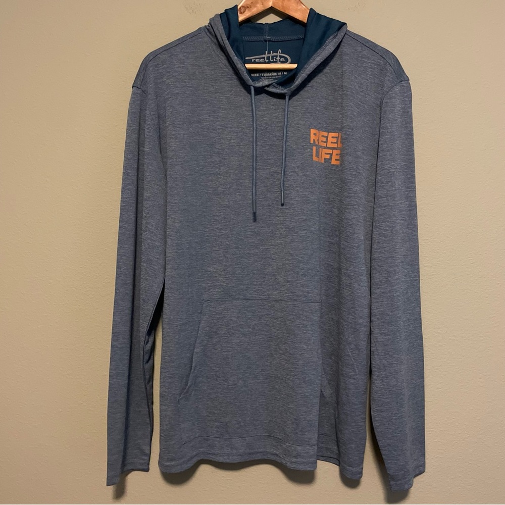 Reel Life Long Sleeve Destin Heathered Hoodie in Real Teal - Size Medium